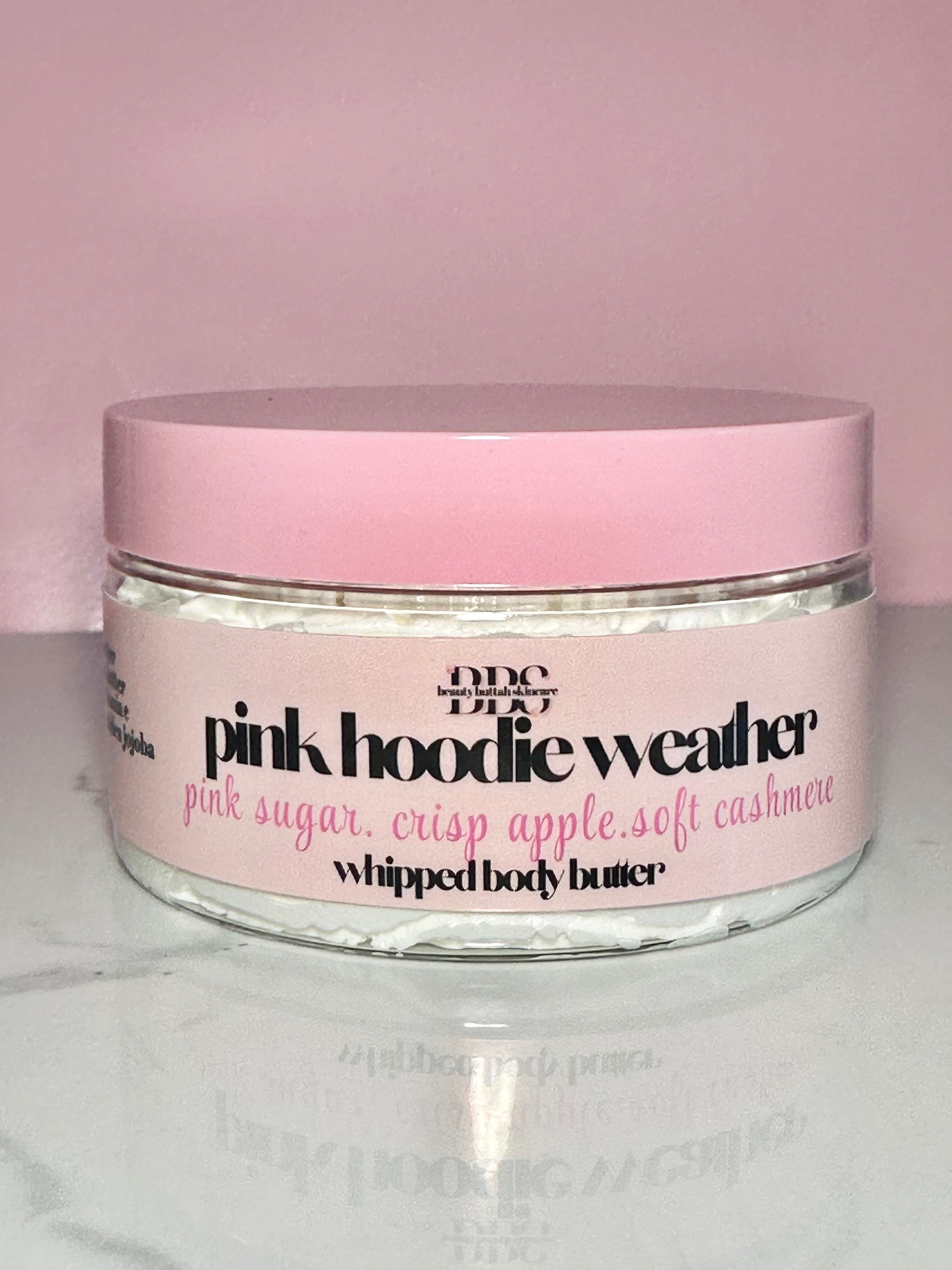 PINK HOODIE WEATHER-PINK SUGAR + CRISP APPLE WHIPPED BODY BUTTER