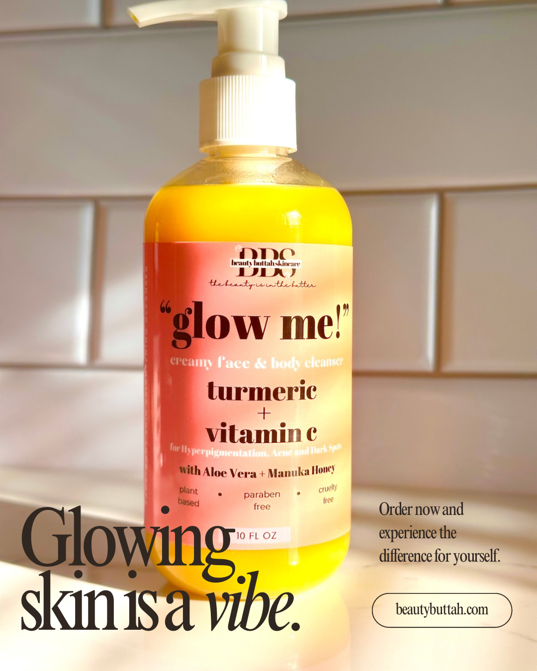 GLOW ME! TURMERIC + VITAMIN C FACE AND BODY CLEANSER